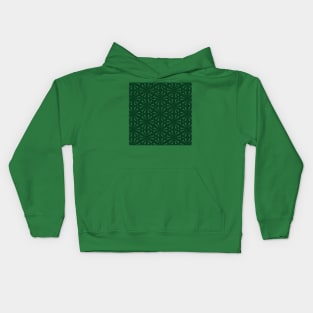 Polynesian Kelly Green Circle Leaf Tropical Pattern Kids Hoodie